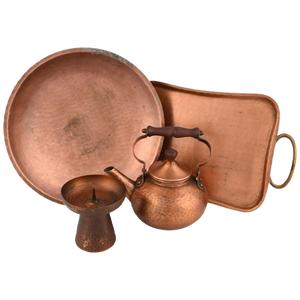 Vintage German Copper Tableware Set by Eugen Zint, 1950s, Set of 4