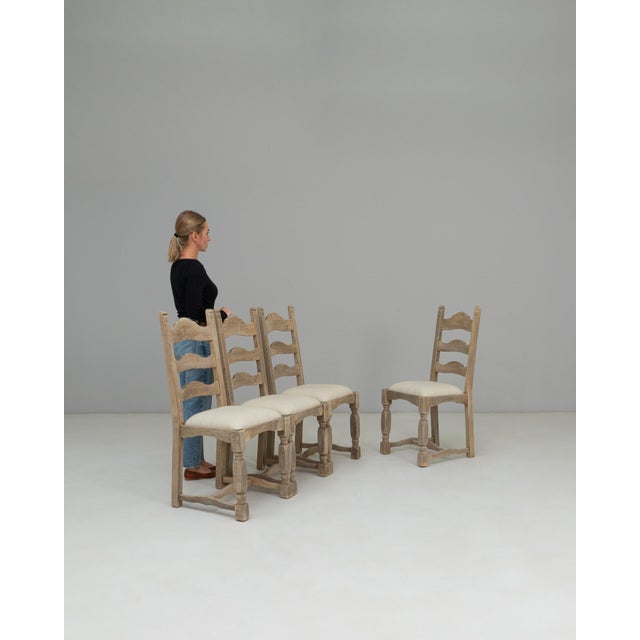 20th Century French Oak Dining Chairs With Upholstered Seats - Set of 4 For Sale - Image 17 of 18