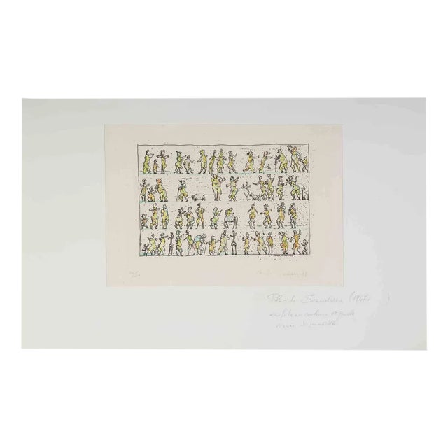 Placido Scandurra, The People March, Etching, 1979 For Sale