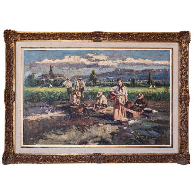 Post-Impressionist Artist, Harvesting the Crop, Large Oil Painting, Framed For Sale - Image 3 of 10