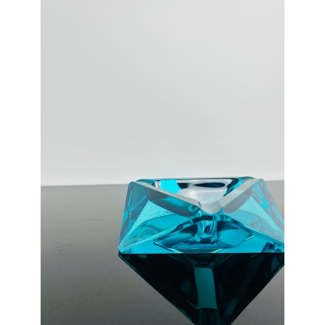 Art Deco Blue Faceted Glass Ashtray by Moser, Czechoslovakia, 1930 For Sale - Image 6 of 9