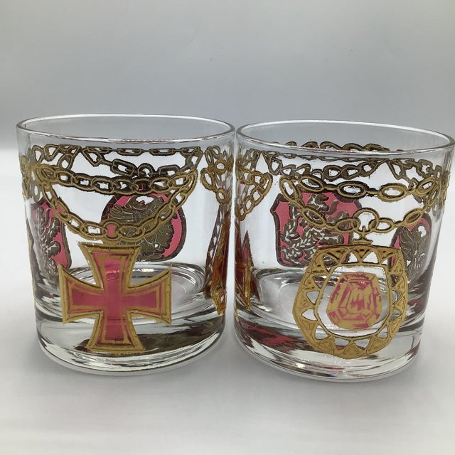 Metal George’s Briard Medallion Rocks Glasses-Set of 4 For Sale - Image 7 of 12