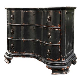 Vintage 1990s Gustavian Style Arbalette Front Serpentine Chest of Drawers / Commode - Newly Painted For Sale