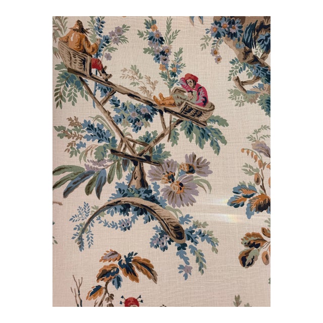 Schumacher Plaisirs De La Chine Document Linen Fabric 172850 Schumacher Classics Collection 8 Yards For Sale