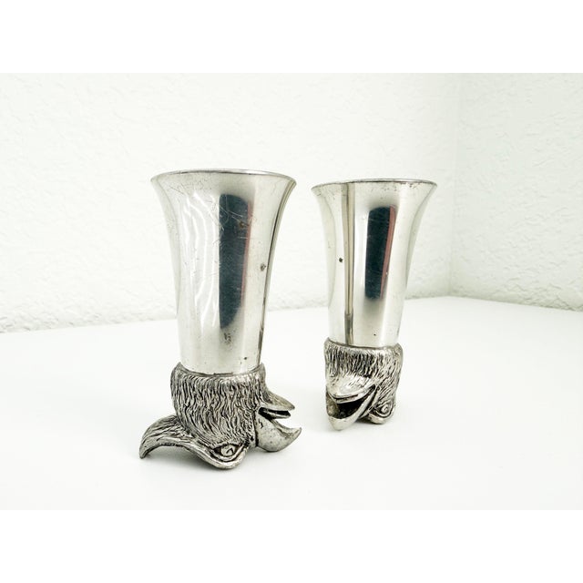 Metal Vintage Pewter Eagle Stirrup Cups 3 Oz - a Pair For Sale - Image 7 of 8