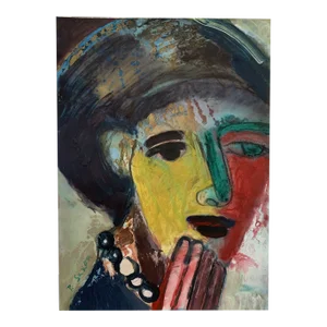 Contemporary Expressionist Portrait Mixed-Media Painting on Paper by Phil Saxon