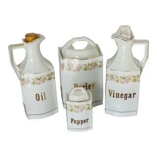 Set of 4, Antique Bavarian Oil Vinegar Pepper Tableware For Sale