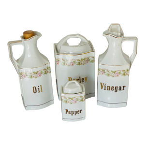 Set of 4, Antique Bavarian Oil Vinegar Pepper Tableware