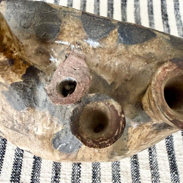 Mid Century Brutalist Hand Formed Ceramic Pottery Vase Signed & Dated Crespi 60 For Sale - Image 10 of 12
