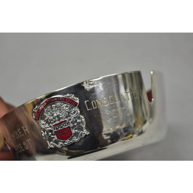 Vintage Reed & Barton 22 Silver Plated Red Enamel Columbia Country Club Ashtray For Sale - Image 9 of 13