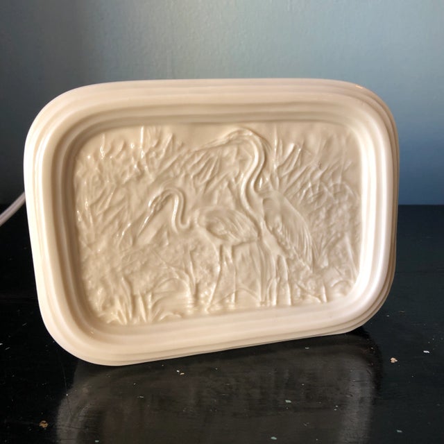 Milk Glass Asian Chinoiserie Cranes Nightlight For Sale In Atlanta - Image 6 of 6