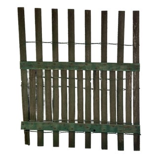 2 of 2 Vintage Salvaged Painted Wood Fence Element in Avocado Green, for Wall Decor For Sale