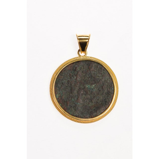 Black Roman Bronze Trajan Coin Pendant For Sale - Image 8 of 11