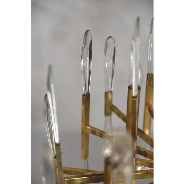 Italian Brass & Glass Icicles Chandelier by Gaetano Sciolari, 1970s For Sale - Image 10 of 18