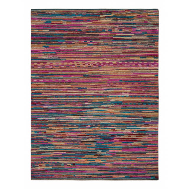 Pink Rug & Kilim’s Contemporary Moroccan Style Rug in Multicolor Stripes For Sale - Image 8 of 8