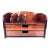 1970s Art Deco-Style High Gloss Burl Wood Desk Organizer With Drawers For Sale