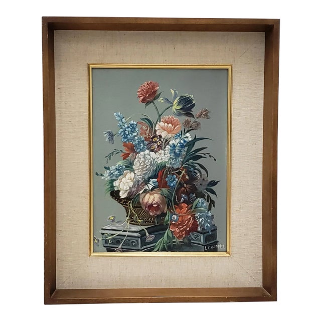 Louis Emiel Chappel (1888-1963) Floral Still Life II Oil Painting C.1950s For Sale