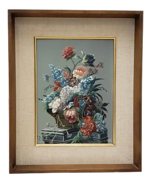 Louis Emiel Chappel (1888-1963) Floral Still Life II Oil Painting C.1950s