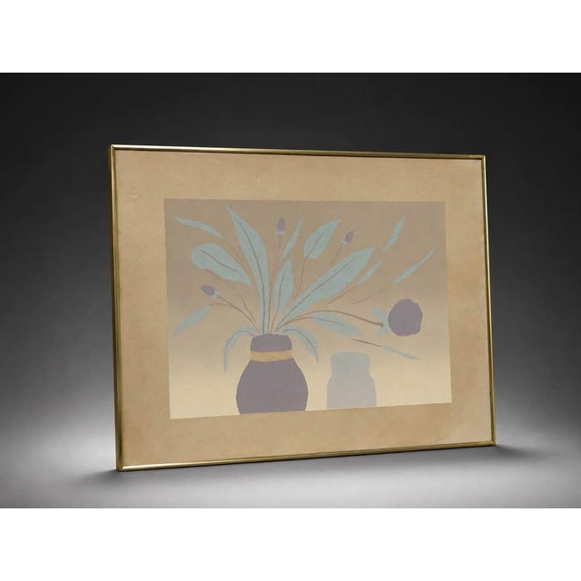 Early 21st Century Vintage-Style Minimalist Botanical Wall Art in Gold Frame For Sale - Image 5 of 6