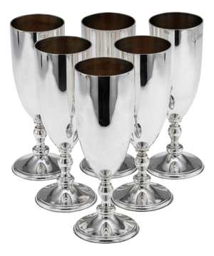 Vintage 20th Century English Silver Champagne Flutes, London, 1986, Set of 6