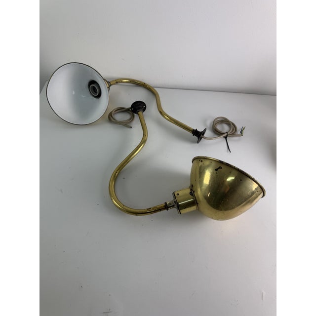 Large Industrial Wall Lamps with Adjustable Parabola Arm in Brass, 1950s, Set of 2 For Sale - Image 4 of 18