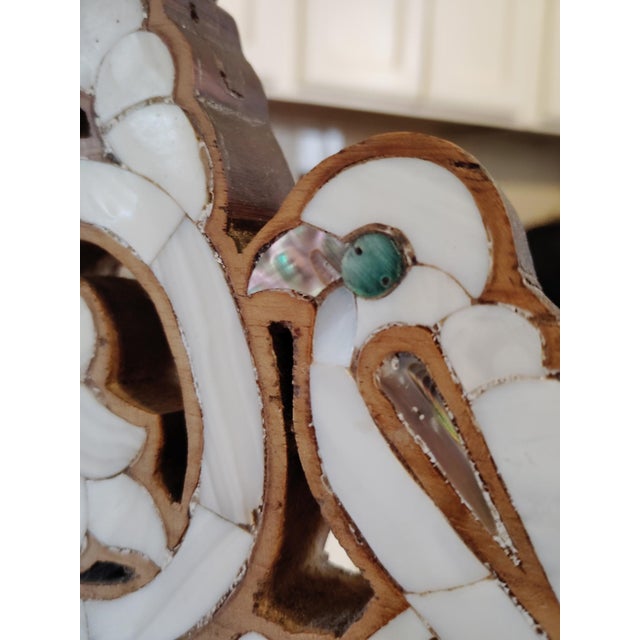 Mid 20th Century Handcrafted Syrian Mother of Pearl & Abalone Inlaid Moorish Armchair | Damascus Style | Carved Hardwood Accent Chair For Sale - Image 12 of 12