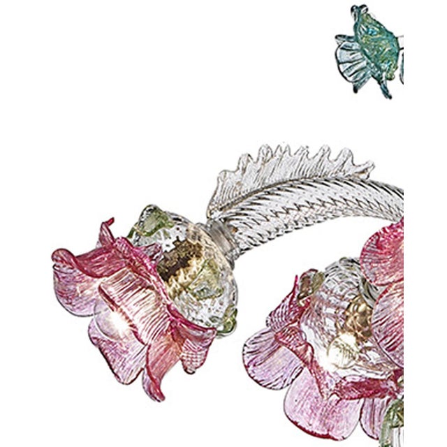 Classical Luxury Venetian Pink and Green Floreal Murano Glass Chandelier. For Sale - Image 4 of 6