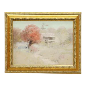 1970s Vintage “Springtime in Texas” Painting in Giltwood Frame
