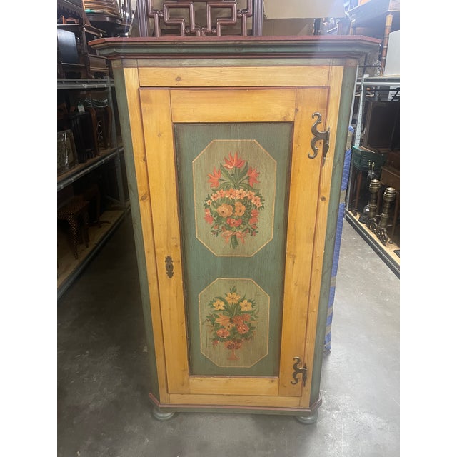 Mid-Century Modern Antique Scandinavian Painted Pine Cupboard Armoire For Sale - Image 3 of 11