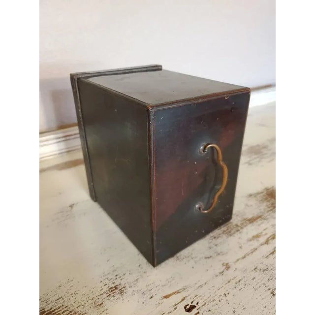 Antique Japanese Export Victorian Era Black Lacquered Wooden Jewelry Box Small Tabletop Cabinet With Photograph For Sale - Image 9 of 11