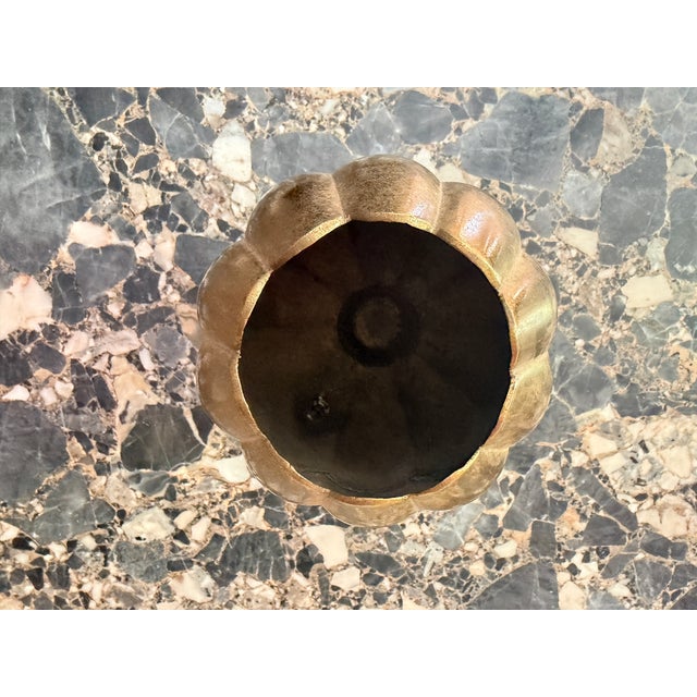 1960s Brass Lotus Planter Vase For Sale - Image 5 of 7