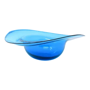 Vintage Large Asymmetrical Blown Turquoise Glass Centerpiece Bowl