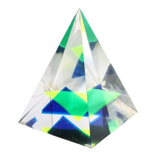 Mid-Century Modernist Pyramidal Lucite Sculpture Signed Yaccov Heller For Sale