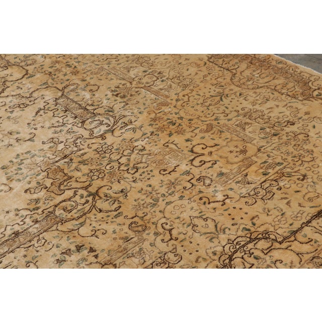 Oversized Antique Kerman Persian Rug in Beige With Floral Patterns | Rug & Kilim For Sale In New York - Image 6 of 9
