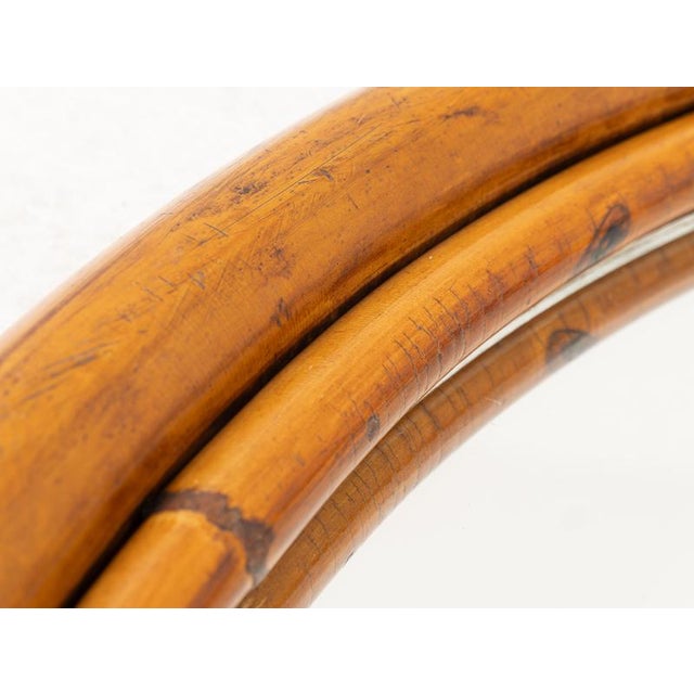 Large Round Bamboo Wall Mirror, 1960s For Sale - Image 4 of 6