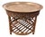 Early to Mid 20th Century Round Rattan and Wicker Table With Moroccan Etched Brass Tray Top For Sale