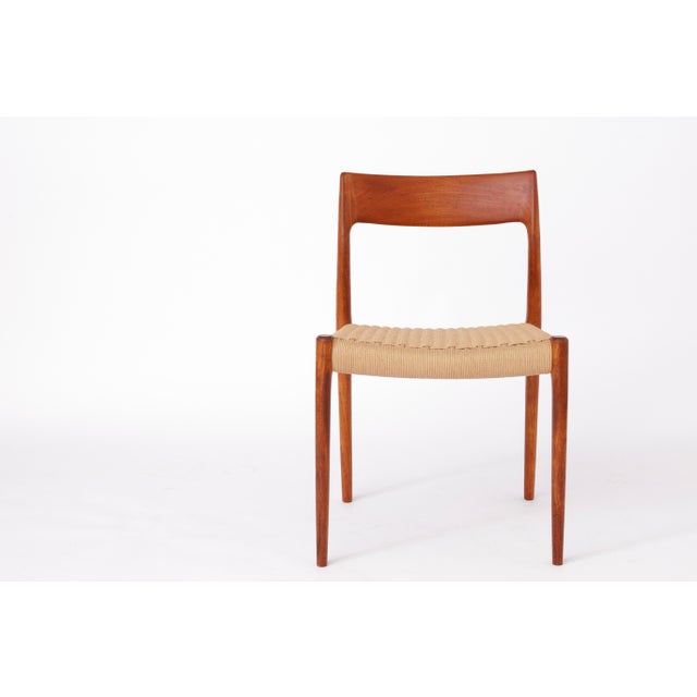 Mid-Century Modern Model 77 and 57 Dining Chairs in Teak and Cord by Niels Otto (N. O.) Møller for j.l. Møllers, Denmark, 1960s, Set of 6 For Sale - Image 3 of 8