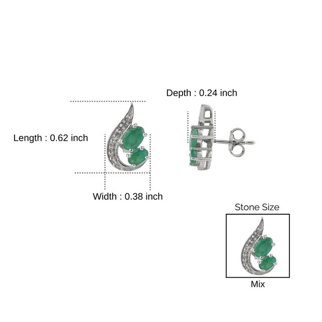 Art Nouveau Inspired 1.85 Ct Emerald & Diamond Stud Earrings - A Pair For Sale - Image 11 of 13