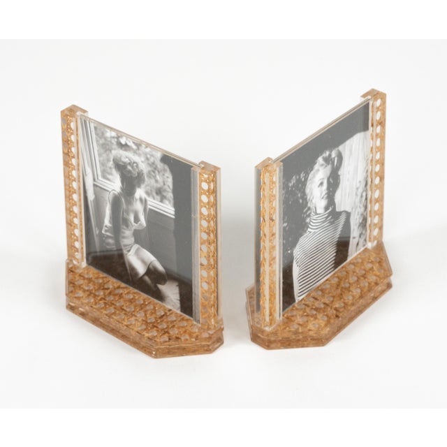 Mid-Century Modern Acrylic and Rattan Picture Frames from Christian Dior, 1970s, Set of 2 For Sale - Image 10 of 14