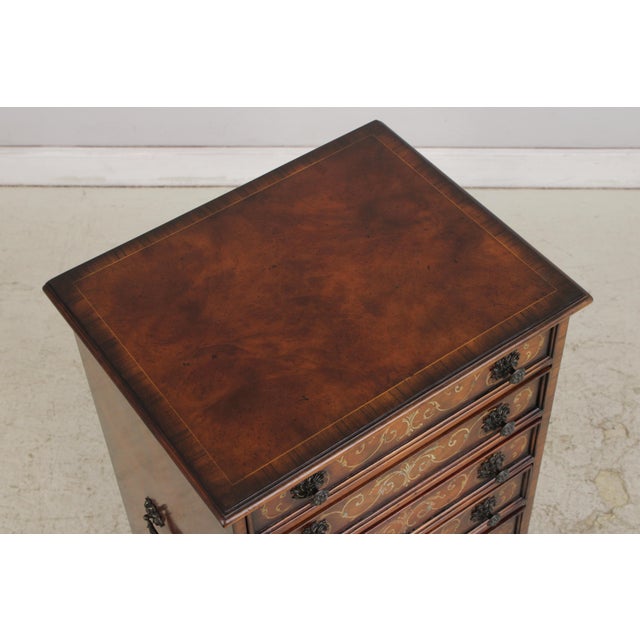Wood Theodore Alexander Marquetry Inlaid Chest Semainier For Sale - Image 7 of 16