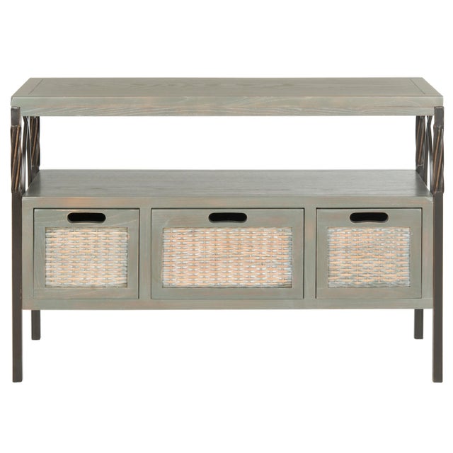 2020s Rustic Three Drawer Console in French Grey For Sale - Image 5 of 5