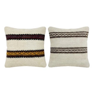 Anatolian Oushak Kilim Pillow Cover 16'' X 16'' - Set of Two For Sale