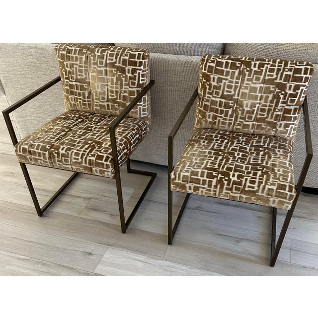 Miles Talbott Accent Chairs in Gold /Linen -Set For Sale - Image 11 of 12