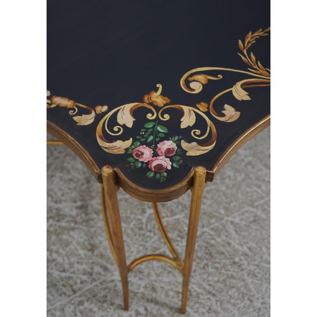 Regency Style Black & Gold Painted Iron Base Tray Table For Sale In Philadelphia - Image 6 of 14