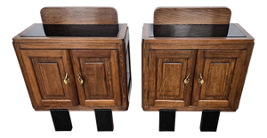 Italian Art Deco Nightstands in Burl Walnut, 1940s, Set of 2