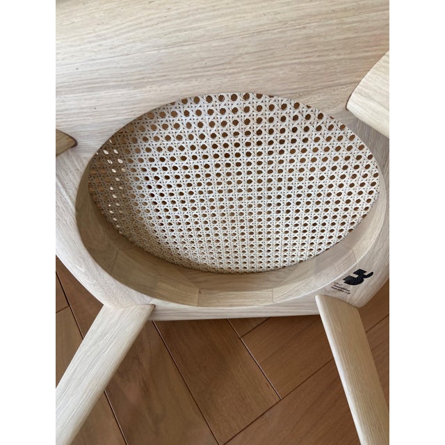 BassamFellows Armless Brutus Chair - Raw Oak & Double Caned, Italian Hand-Crafted Accent/Desk Chair For Sale - Image 9 of 11
