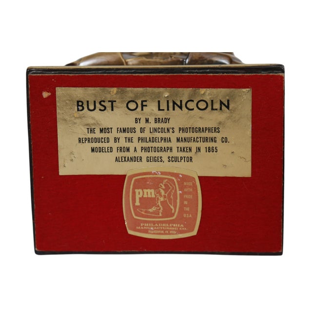 Brass "Bust of Lincoln" Bookends by Philadelphia Manufacturing Co, a Pair For Sale - Image 8 of 8