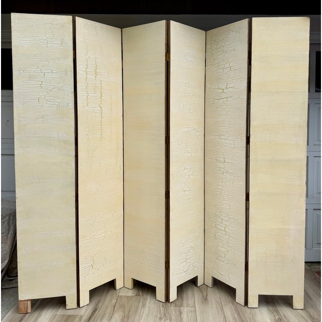 1970s Signed Peacock Relief 6-Panel Folding Screen by K. Walton 12/100 For Sale - Image 13 of 18