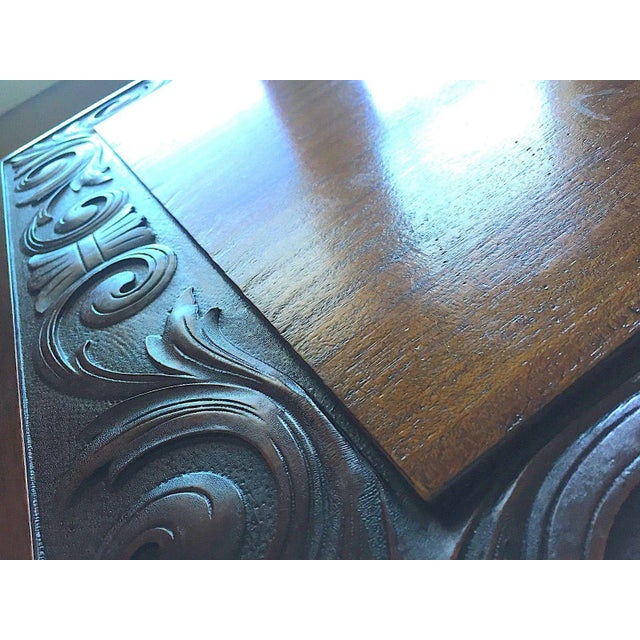 Wood Early 20th Century Mahogany Library Table Partners Desk For Sale - Image 7 of 12