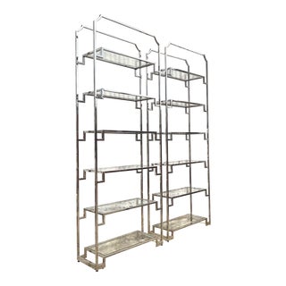 Vintage Boho Polished Chrome Notched Etagere - a Pair For Sale